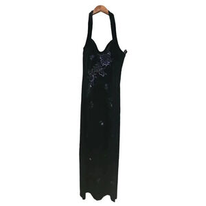 Niki by Niki Livas Velvet Maxi Dress Black Size 14